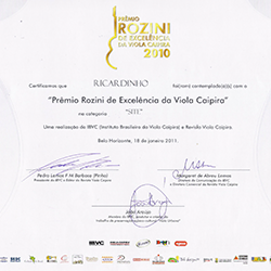 IBVC (Instituto Brasileiro de Viola Caipira), incorpora a Rozini em nome de premiação | 2010