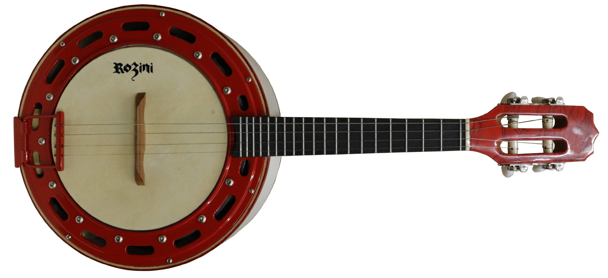 BANJO COLOR LUXO ELETRIFICADO PASSIVO BRANCO E VERMELHO | RJ13.EL.BVM - Banjos | Rozini Instrumentos Musicais | 100% Brasileira